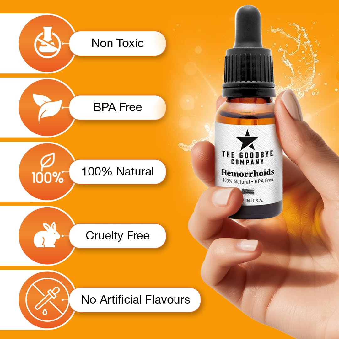 The Goodbye Company Hemorrhoid Treatment – Natural Vegan Hemorrhoid Healing Serum – Fast Relief & Shrinking Formula – Made in USA (15mL)
