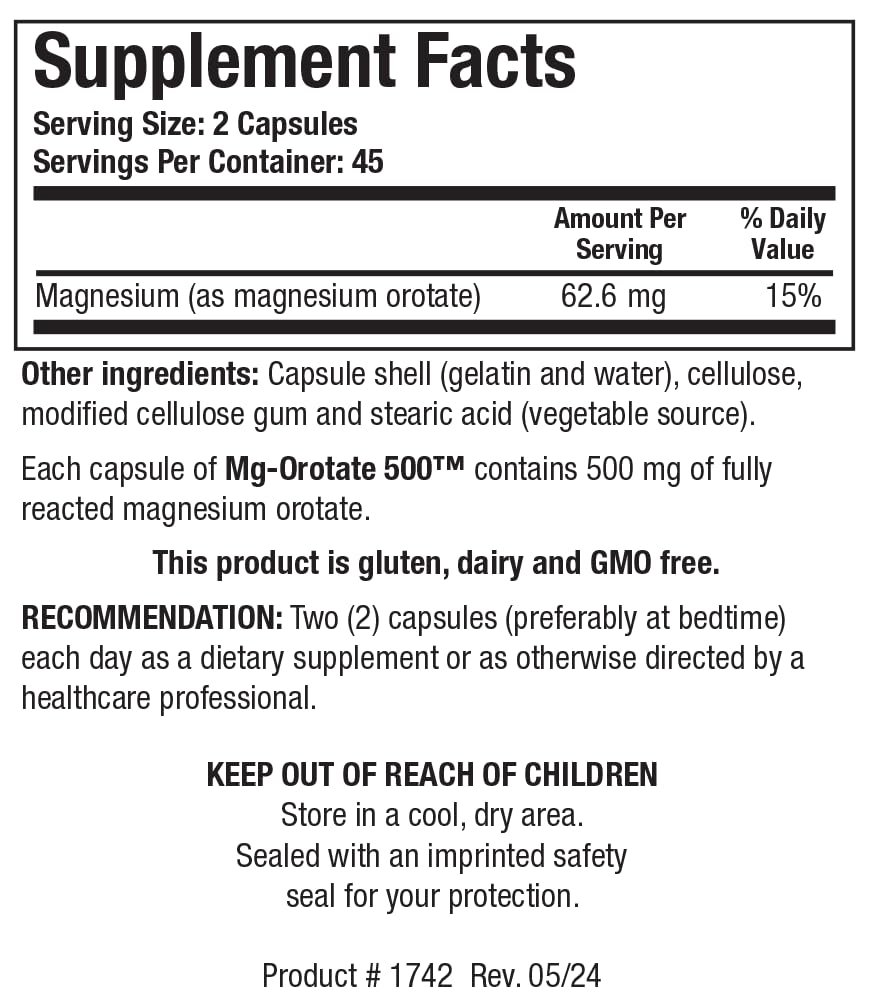 Biotics Research Mg Orotate 500mg™ Magnesium Orotate - 2 Capsules per Serving (1000mg) - Cardiovascular Support Heart Health, Overall Relaxation, Improves Sleep and Muscle Relaxation - 90 Caps