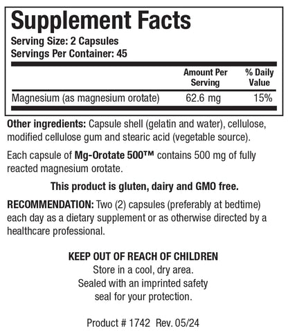 Biotics Research Mg Orotate 500mg™ Magnesium Orotate - 2 Capsules per Serving (1000mg) - Cardiovascular Support Heart Health, Overall Relaxation, Improves Sleep and Muscle Relaxation - 90 Caps