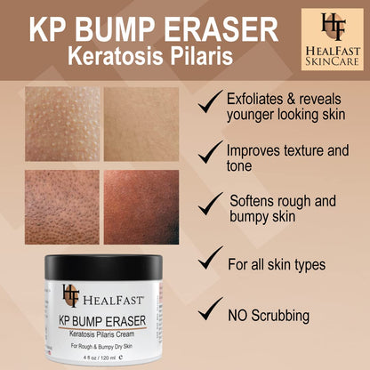 Healfast KP Bump Eraser Cream (4 Oz) and Bodywash (8 Oz) Set – Soften, Exfoliate, Nourish Rough and Bumpy Skin – Keratosis Pilaris - For All Types