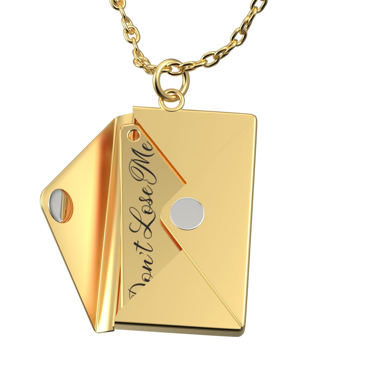 ikkado Custom Envelope Necklace with Love Letter Pendant – Personalised Locket Jewellery for Women – Gift for Birthday, Mother’s Day, Valentine’s, Christmas (Gold) Locally Made (USA)
