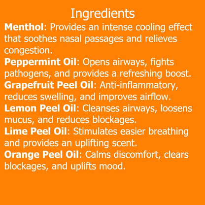 Nasal Sticks (Tropical Citrus) – Nasal Inhaler Stick for Allergy Support, Sinus Relief, Focus Boost – Menthol Vapor Inhalers with Essential Oils (Spark)