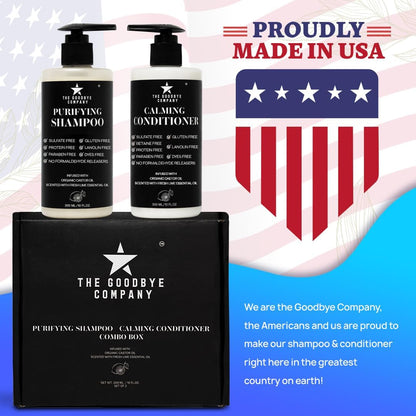Castor Oil Shampoo and Conditioner Set; Dry Scalp Dandruff Treatment; Organic, Sulfate Free, Moisturizing Shampoo and Conditioner Set for Hair Care and Repair; Made in USA, 10 oz Bottles
