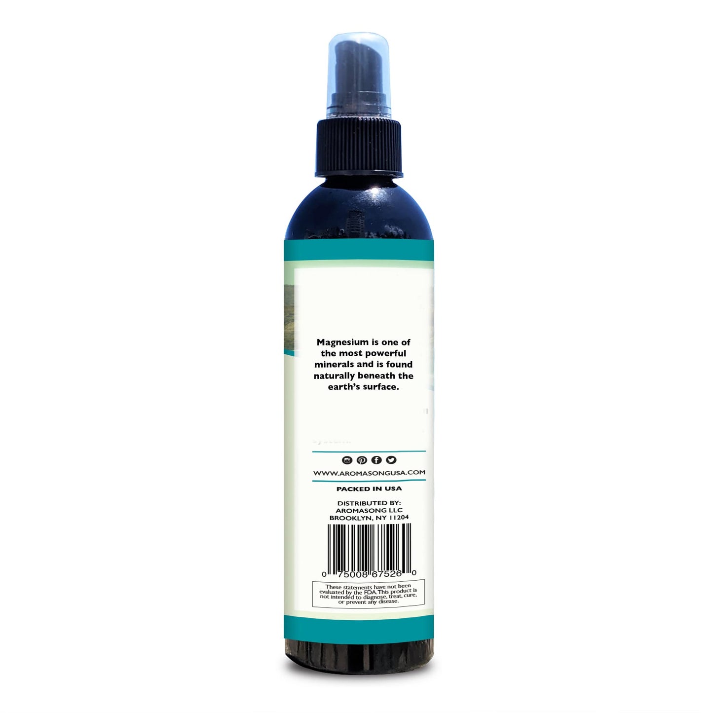 Aromasong Magnesium Spray - Extra Strength (23mg in Each Spritz) 8 Oz Refill Bottle, Natural and Pure Magnesium Oil Spray - Made in The USA - for Leg Discomfort and Promotes a Calm Sleep