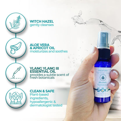 PRISTINE Toilet Paper Spray - As Seen on Shark Tank, More Natural Flushable Wet Wipes Alternative, Spray Toilet Paper to Create Flushable Wipe, Original, 1 fl oz Travel Size
