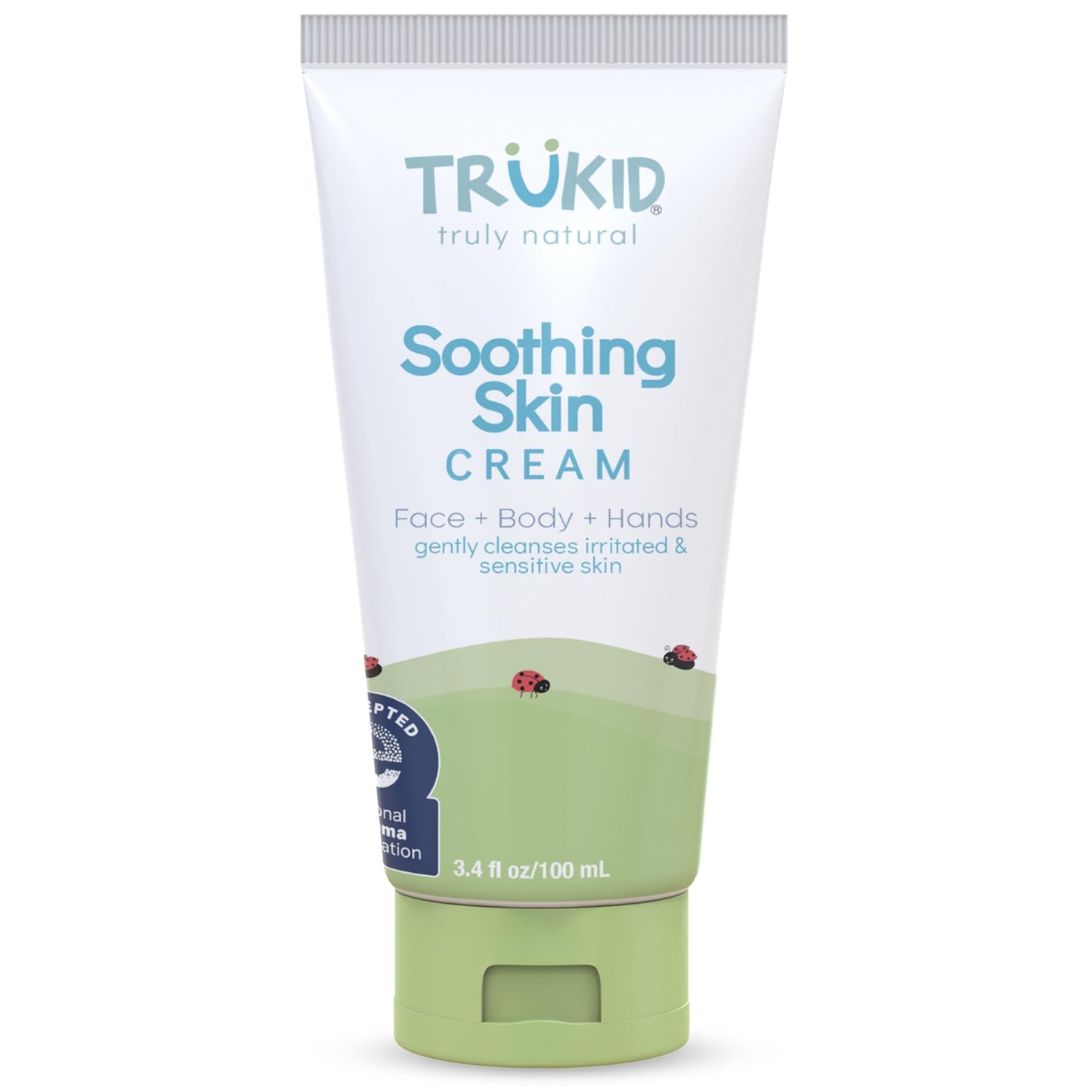 TruKid Natural Eczema Cream for Kids, Toddlers & Babies, NEA-Accepted for Eczema, Safe for Sensitive Skin on Face, Body, & Hands, Unscented, Hydrates & Moisturizes Irritated & Itchy Skin, 3.4oz