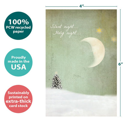 Tree-Free Greetings - Season's Greeting Card - Artful Designs - 12 Cards + White Envelopes - Made in USA - 100% Recycled Paper - 4 x 6 - Holy Night (FS93463)