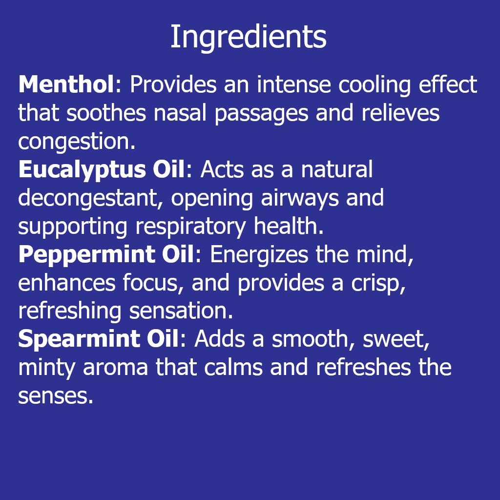 Nasal Sticks (Mint) – Nasal Inhaler Stick for Allergy Support, Sinus Relief, Focus Boost – Menthol Vapor Inhalers with Essential Oils (Chill)