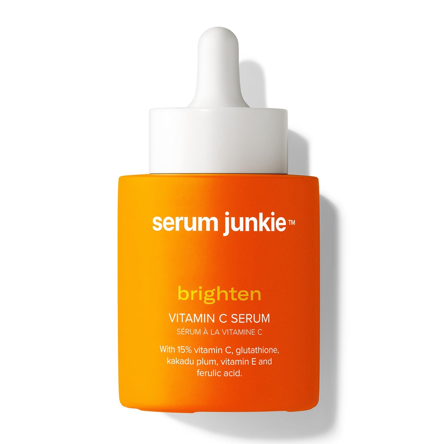 serum junkie BRIGHTEN 15% Stabilized Vitamin C Serum with Glutathione, Ferulic Acid, Hexylresorcinol, Kakadu Plum, Vitamin E, Brightening, Glowing Skin, Anti-Aging 1 fl oz