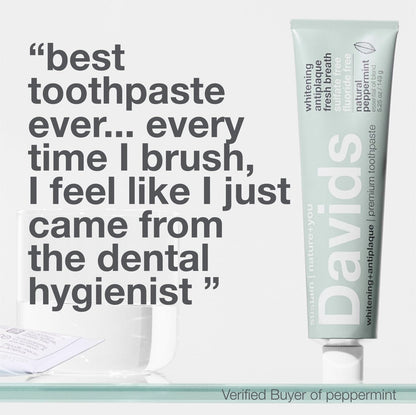 Davids Nano Hydroxi and Antiplaque Peppermint Fluoride Free Toothpaste Bundle, SLS Free, Recyclable Metal Tube, Made in USA, 4 oz and 5.25oz
