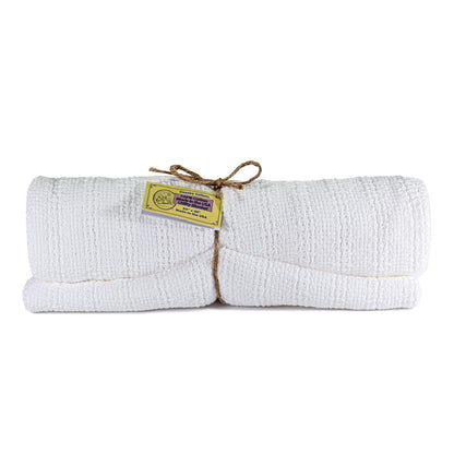 Country Cottons 100% Cotton, 100% Made in The USA Utility Blanket 60"x48" for Travel or Home (White)