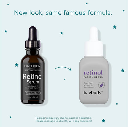 Baebody Made in USA Retinol Serum for Face - Anti Aging Serum for Fine Lines & Wrinkles - Retinol for Face with Jojoba Oil & Green Tea (1 fl oz/30 ml)