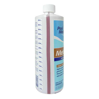 Pool Mate 1-Quart Concentrated Metal Out Stain and Mineral Inhibitor, Pool Metal Remover, Stain Remover, Made in USA