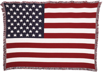 United States American Flag Blanket - Gift Soft Tapestry Throw Woven from Cotton - Made in The USA