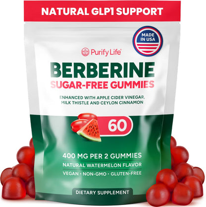 GLP1 Support for Weight Loss - Sugar-Free Berberine Complex Gummies w Ceylon Cinnamon, Milk Thistle, ACV [AMPK Metabolic Activator] Berberine Supplement for Appetite Control, Carb Blocker & Fat Burn