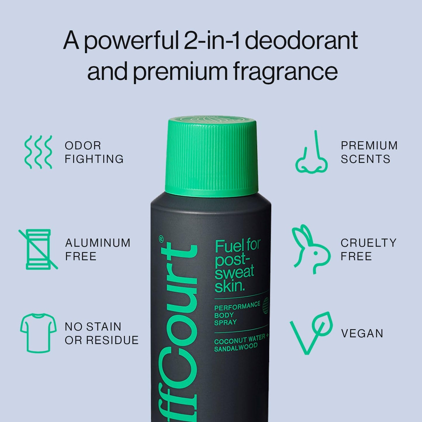 OffCourt - Natural Deodorant Body Spray for Men and Women - Aluminum Free - Whole Body Deodorant for Women and Men - Bold, Long-Lasting Coconut Water and Sandalwood Scent, 3.4 Ounce (Pack of 1)