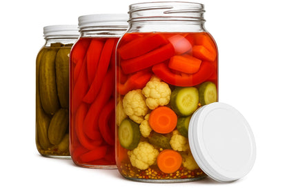 kitchentoolz Set of 3 One Gallon Large Glass Jar with Lid – Wide‑Mouth Gallon Mason Jar for Sun Tea, Pickling, Kombucha – 1 Gallon Glass Jug Made in USA