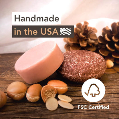 Wave Argan Oil Shampoo bar & Conditioner Bar Set - Vegan & Sulfate-Free - Handmade Moisturizing Solid Bars for All Hair Types - Convenient for Travel, Long-Lasting, (80-120 Uses) - Argan Oil