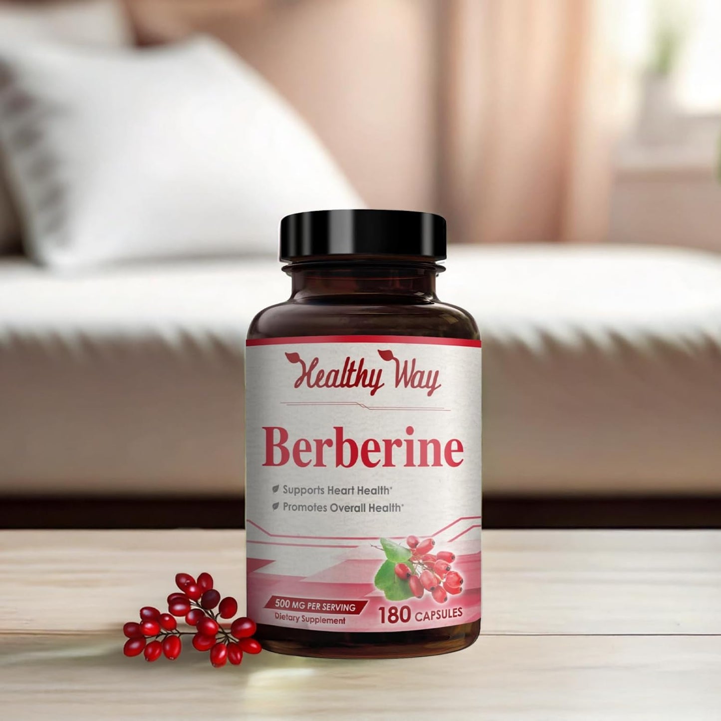 High Strength Berberine Supplement 500mg - Once Daily Potent Berberine 500mg Antioxidant Quercetin Supplement for Heart Aging and Vitality Support - Vegan Friendly & Made in the USA (180 Servings)