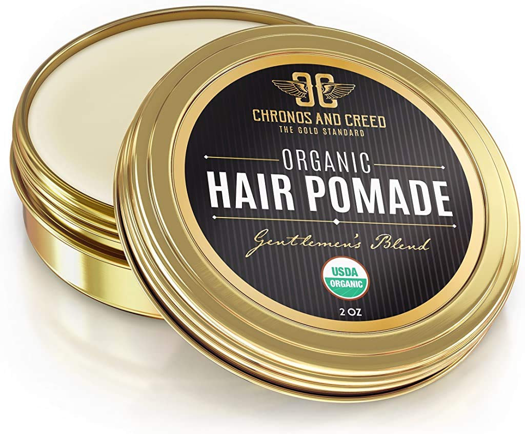 CRIUS COSMETICS Hair Pomade for Men - Certified Organic Pomade with Vegan Ingredients (Chronos And Creed), Natural Hair Balm for Strong Hold & Scalp Care (2 Fl Oz)