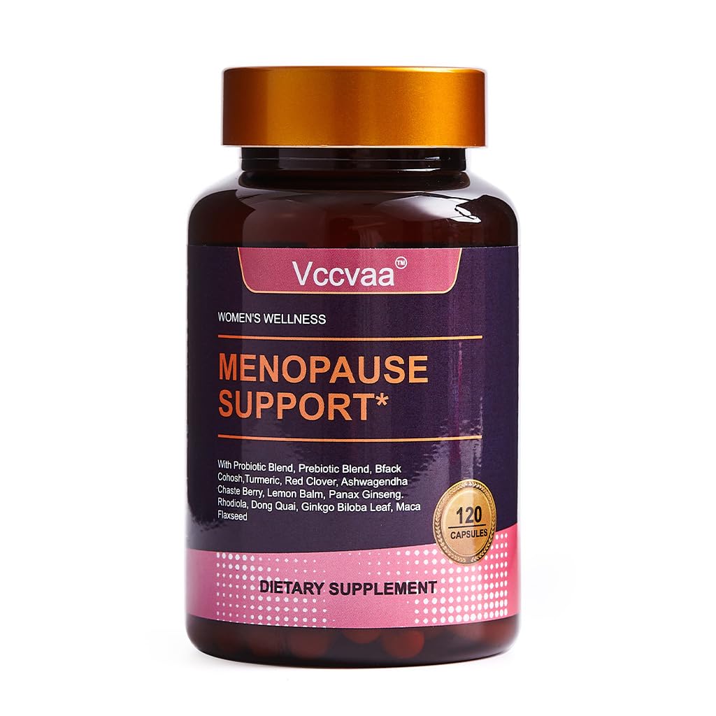Vccvaa 40-in-1 Menopause Support for Women – Hormonal Balance, Hot Flash & Mood Relief – Black Cohosh, DIM, Maca, Red Clover, Probiotics, B6, D3 & More – Vegan, 120 Capsules