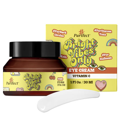 Natural Rose Water Base Vitamin C Eye Cream for Dry&Sensitive Skin | Dark Circles Wrinkles Puffiness and Bags Under Eyes | Anti Aging Nourishes | Made In USA | #Purifect 30ml (#Bright Vibes Only)