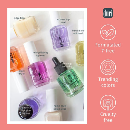duri Nail Polish, GBD-105 Basic Beauty, French Manicure Classic 3 Piece Set, Tip, Base and Top Coat, Semi Sheer 309 Iced Roses, Quick Drying, Long Lasting, Easy at Home Application Cosmetics