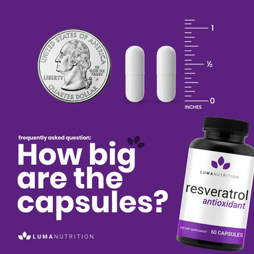 Luma Nutrition High Purity Resveratrol Supplement - 98% Trans-Resveratrol - Antioxidant - Resveratrol Capsules - Vegan & Gluten-Free - 60 Capsules