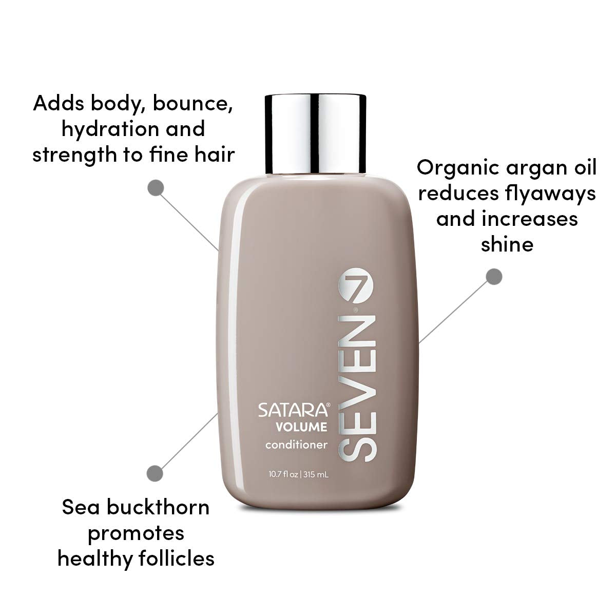 SEVEN Hair Care Satara Volume Conditioner for Women & Men, Sulfate + Paraben Free, Cruelty Free, Argan Oil, Pro Vitamin B5, Hydrolyzed Quinoa, Grapeseed Oil for Flat + Limp Hair Made in USA,10.7 oz