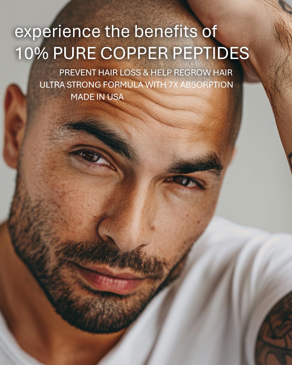 Copper Peptides for Hair Growth - Ultrastrong 10% Copper Peptide Serum for Hair Liposomal 7x Absorption - MADE IN USA
