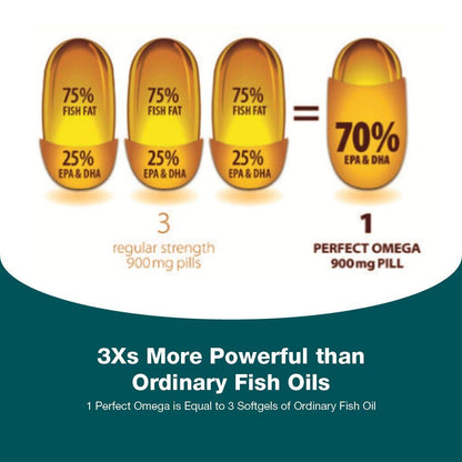 Therabotanics Perfect Omega Fish Oil Supplement EPA & DHA – High Absorption, Concentrated Omega 3 for Heart, Brain, Eye, & Metabolic Health - Alaskan Fish Oil Softgels - 30 Count (Pack of 1)