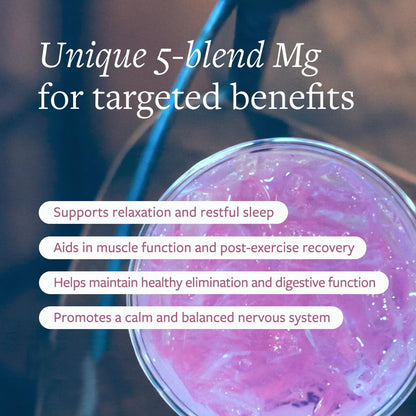 Clean Program Total Magnesium Complex Powder, Berry Flavored Magnesium Supplement for Sleep Stress & Digestion Advanced 5-blend Formula with Glycinate, Citrate, Malate, Taurate, Carbonate, 60 Servings