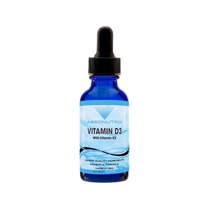 Absonutrix Vitamin D3 K2 Drops, 390mg, 4 Oz Liquid, 302 Servings, Made in USA, Quick Absorption, Quality Potent Ingredients, Non-GMO, GMP Certified, Cruelty-Free Products, Bone Strength Supplements