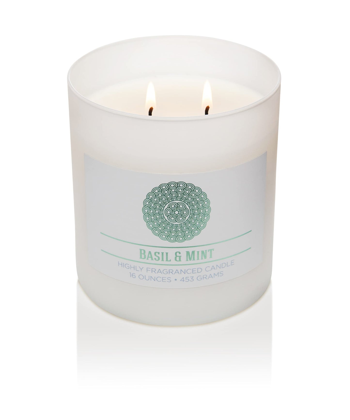 CAROLINA Basil & Mint Scented Candle, 16 oz Wellness Relaxing Aromatherapy Candle, 2 Wick White Jar Soy Blend Wax, Candles for Home, 60H Burn - Made in The USA