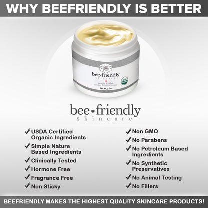 BeeFriendly Organic Penile Health Creme, USDA Certified Cream, Natural Moisturizer Aids With Dry, Chafed, Itchy, Irritated & Sensitive Male Skin 2 oz