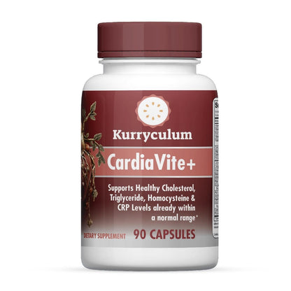 Kurryculum Cardiavite+. Supports Healthy Cholesterol and Triglyceride. GMP Certified,Gluten Free. Made in USA