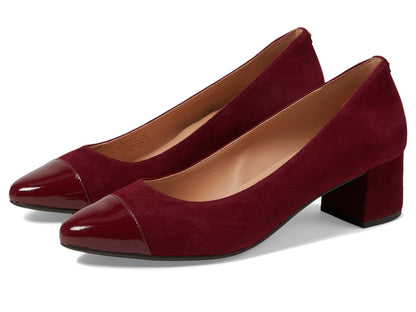 Cole Haan Women's The Go-to Block Heel Pump (45 MM), Black Cherry Suede/Patent Leather, 9