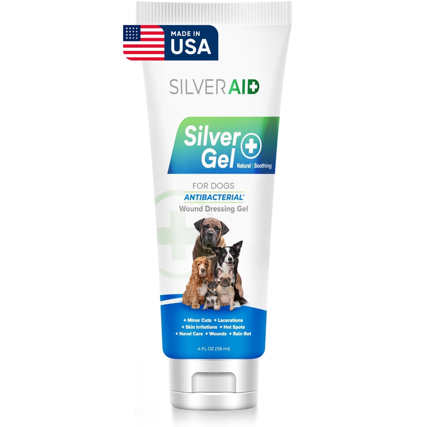 Hot Spot Treatment Gel for Dogs Colloidal Silver Wound Care for Cuts, Bites, Rashes, Skin Irritations & Ulcers, Dog Wound Care Solution, 4.0 Ounces - Vet Recommended & Made in USA
