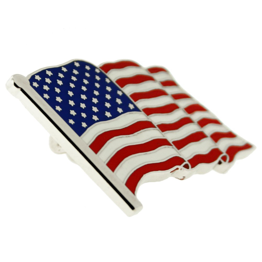 PinMart's 2 Pack Made in the USA Waving American Flag Enamel Lapel Pins