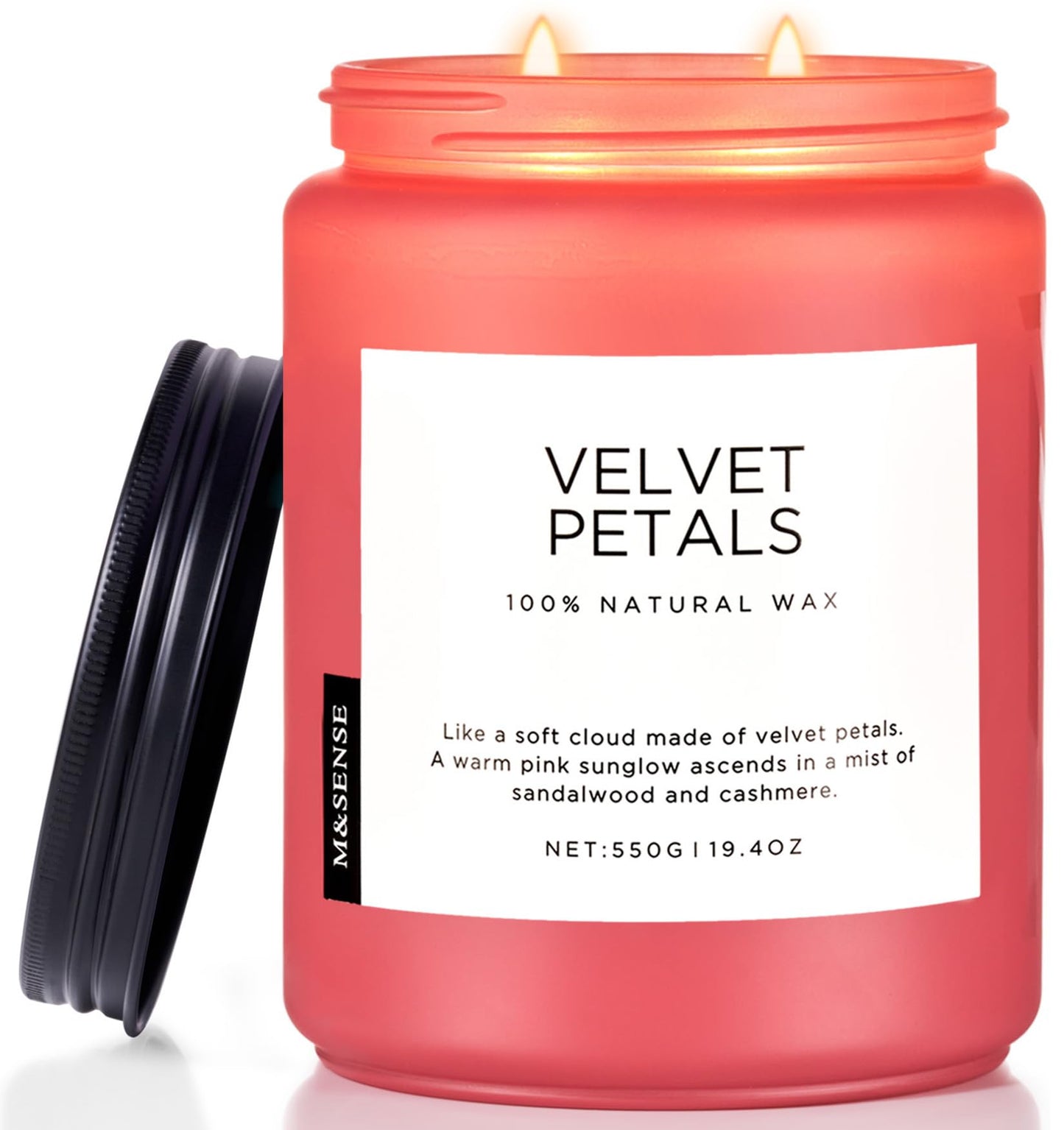 M&SENSE Velvet Petals Large Soy Candles for Home Scented, Organic Natural Soy Wax 19.4oz 110 Hour Long Lasting, Luxury Floral Scented Candle Gifts for Women