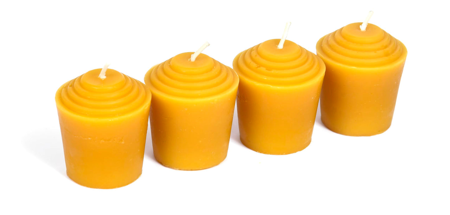 100% Pure Beeswax Votive Candles - USA Handmade Votives for Home, Christmas, and Advent, Smokeless Unscented 24 Candle Set with Natural Honey Aroma, 15 Hour Burn Time, 1.9" x 1.7" by Bee The Light