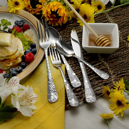 Liberty Tabletop Honey Bee 45pc Flatware Set Service For 8 Serving Set Included Silverware MADE IN USA 18/10