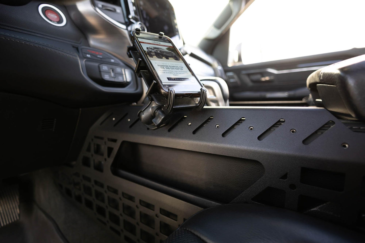 Addictive Desert Designs Center Console Molle Panels & Digital Device Bridge for The 2021-2024 Ram 1500 TRX | Conveniently Keeps Your Smartphone, GPS, Tablet, and Other Accessories | Made in The USA
