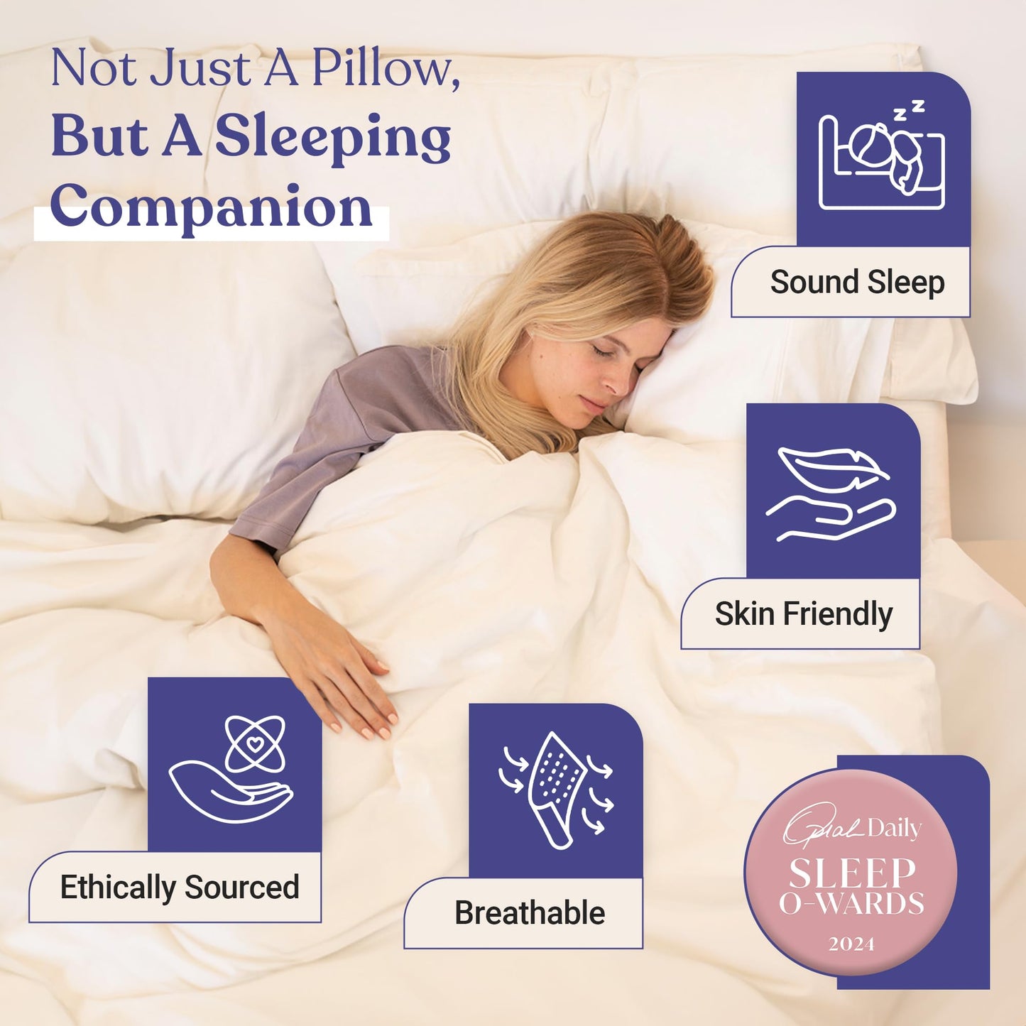 FluffCo Zen Fluff™ Pillows - Down Alternative - Standard/Queen Bed Pillow for Sleeping Made in USA - Luxury Hotel-Quality Pillow - 100% Cotton, 300 Thread Count (Queen Size 1 Pack)