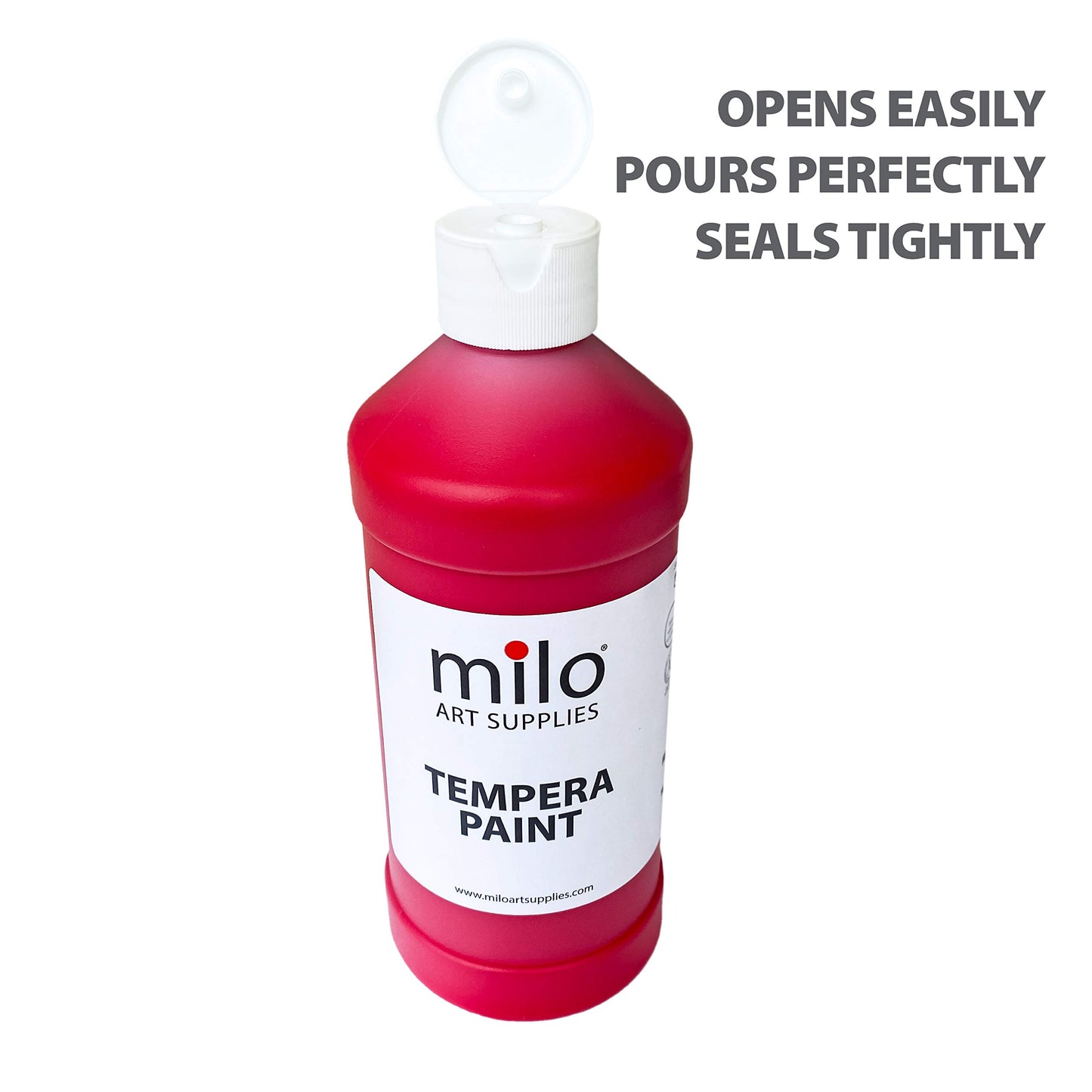 milo Tempera Paint Set of 8 Colors | 16 oz Bottles | Made in the USA | Washable and Non-Toxic Art & Craft Poster Primary Finger Paints for Artists, Kids, & Hobby Painters