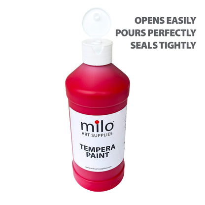 milo Tempera Paint Set of 8 Colors | 16 oz Bottles | Made in the USA | Washable and Non-Toxic Art & Craft Poster Primary Finger Paints for Artists, Kids, & Hobby Painters