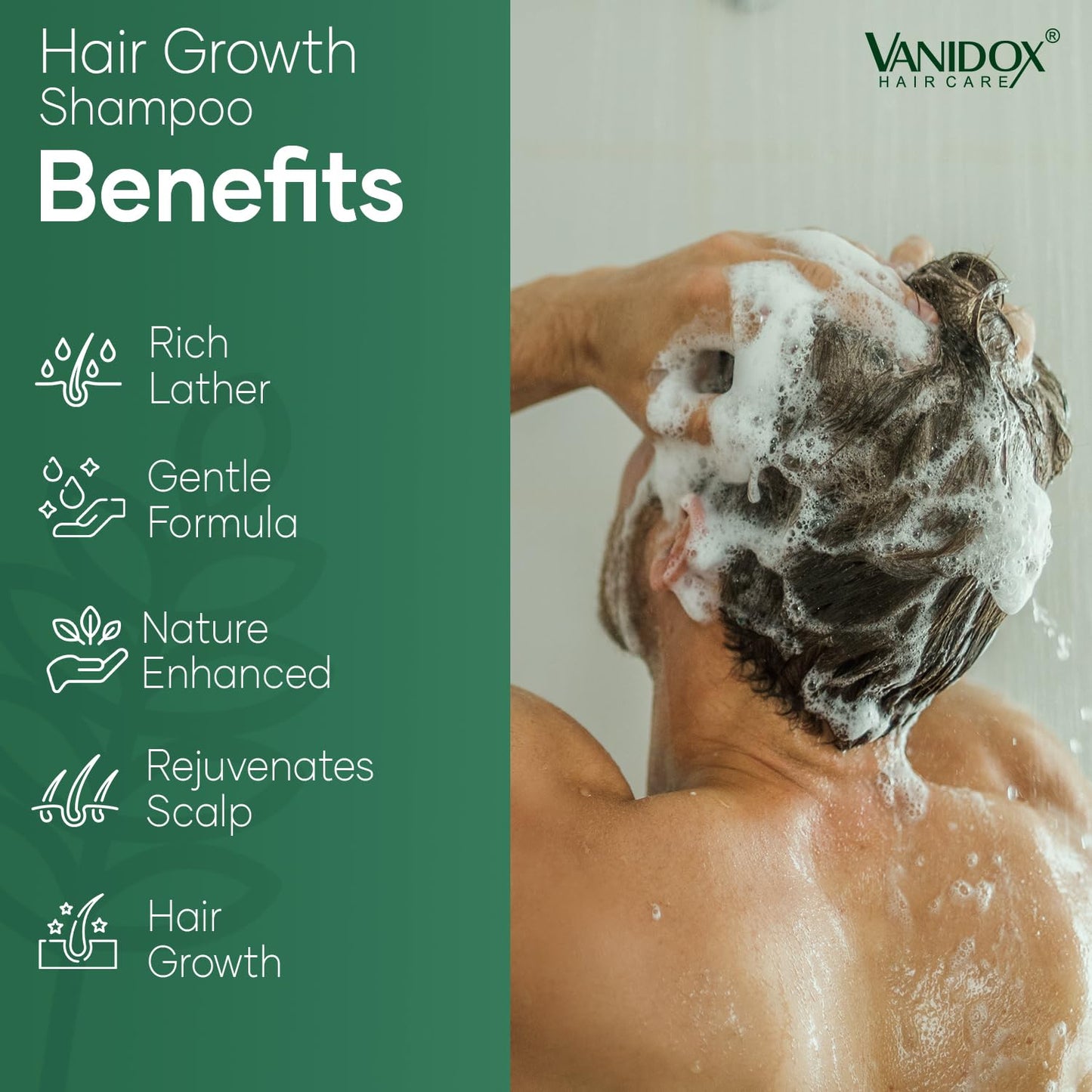 VANIDOX Carbonic Acid Shampoo for Men and Women with DHT Blockers - Made in USA - Stimulates Hair Growth, Scalp Exfoliator, Sulfate Free Shampoo with Biotin and Tea Tree Oil (16 Fl Oz)