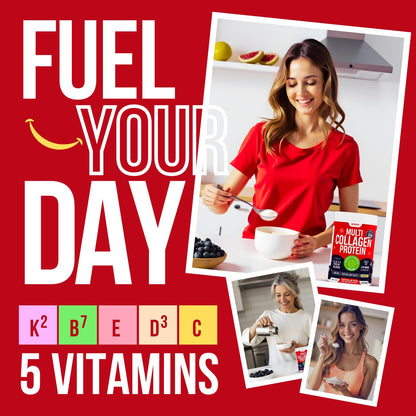 anocin Multi Collagen Peptides w/Prebiotic + Probiotics + Type I, II, III, V, X + Hydrolyzed Collagen Powder w/Vitamin C+D3+B7+K2+E Hyaluronic Acid, Supports Skin Hair Nail Joint, Grass-Fed, Non-GMO