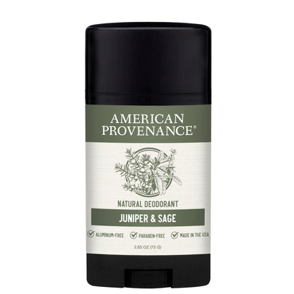 American Provenance Aluminum Free Natural Deodorant For Women and Men - Juniper and Sage - 24 Hour Odor Protection Cruelty Free - Made in the USA (1 pack)