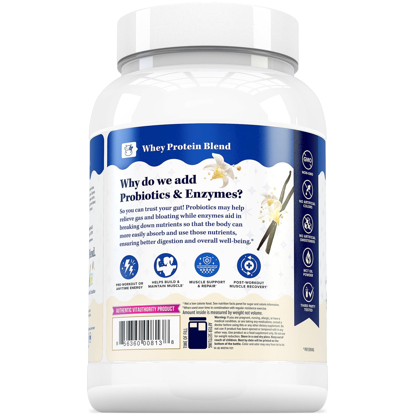 Vitauthority Whey Protein Powder for Women Whey Isolate Probiotics & Enzymes Supports Digestion, Nutrient Absorption & Energy Post-Workout & Daily Nutrition Vanilla Flavored 30 Servings